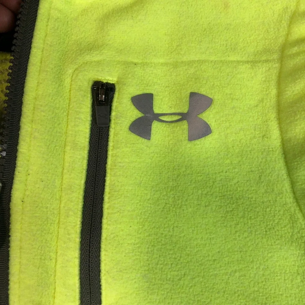 Under Armour ColdGear Fleece Vest Youth YLG‎ Yellow Zip Pockets Activewear